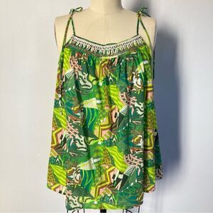 Haute Hippie Top Medium Adjustable Spaghetti Tie‎ Straps Cowrie Shell Buttons